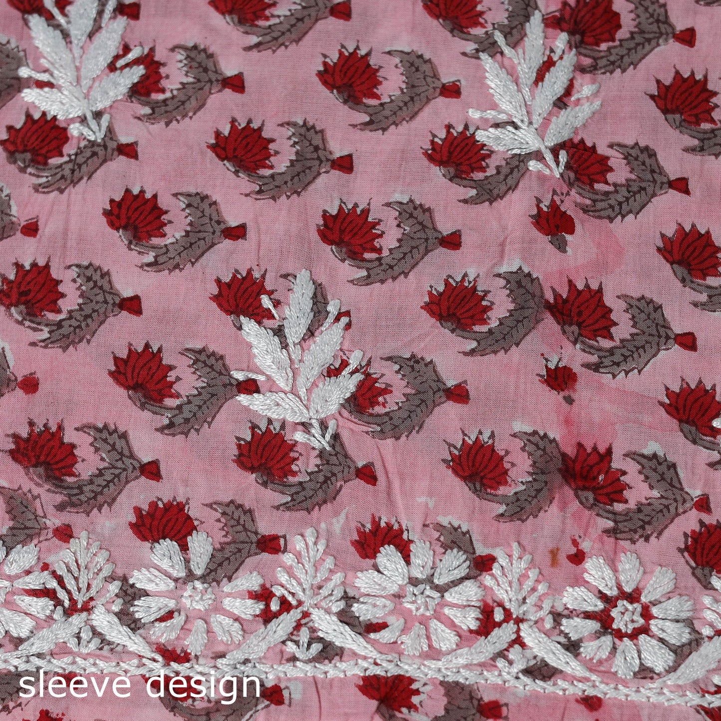 Lucknowi chikankari work sanganeri unstitched kurta