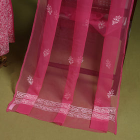 Pink - lucknowi hand embroidered chikankari georgette 3pc