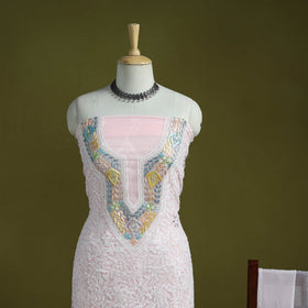 Pink - lucknowi hand embroidered chikankari georgette 3pc