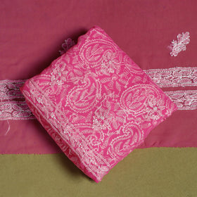 Pink - lucknowi hand embroidered chikankari georgette 3pc