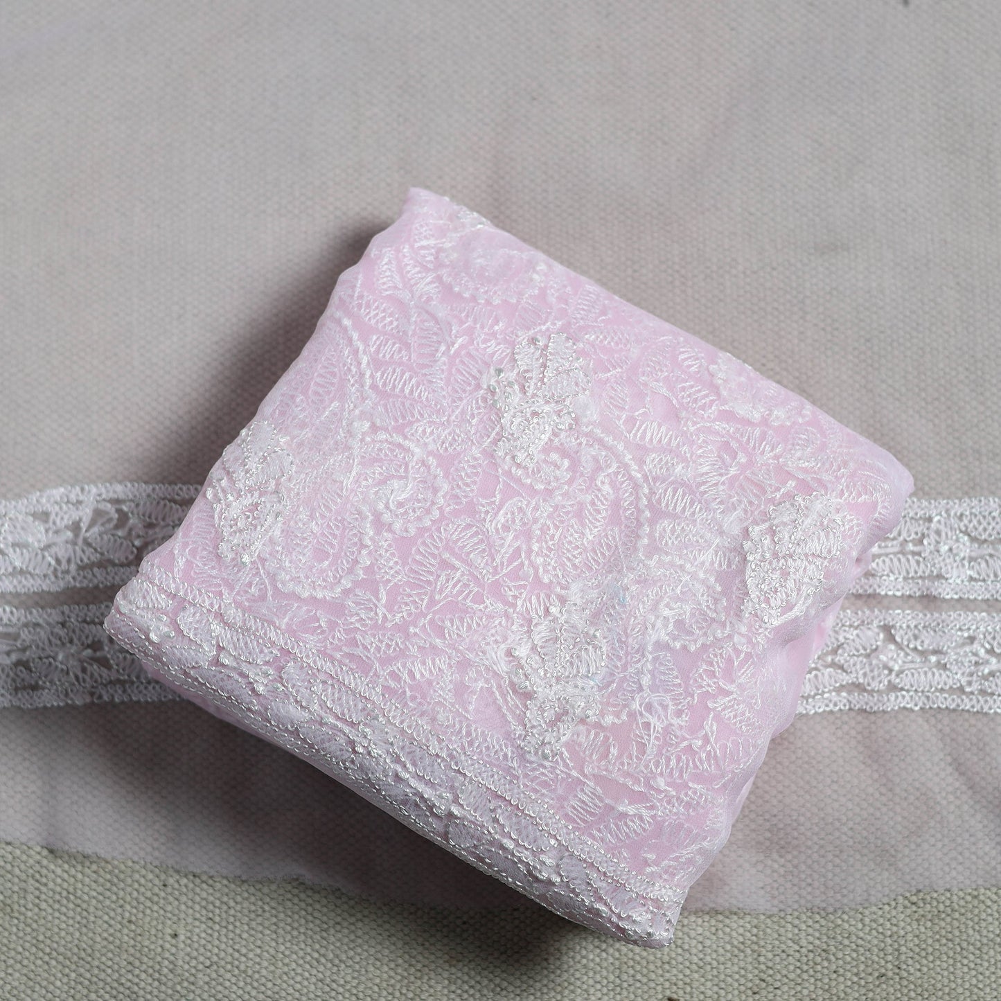 Pink - lucknowi hand embroidered chikankari georgette 3pc