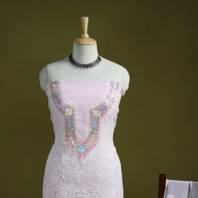 Pink - lucknowi hand embroidered chikankari georgette 3pc