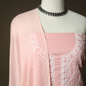 Lucknowi hand embroidered cotton chikankari 3pc unstitched