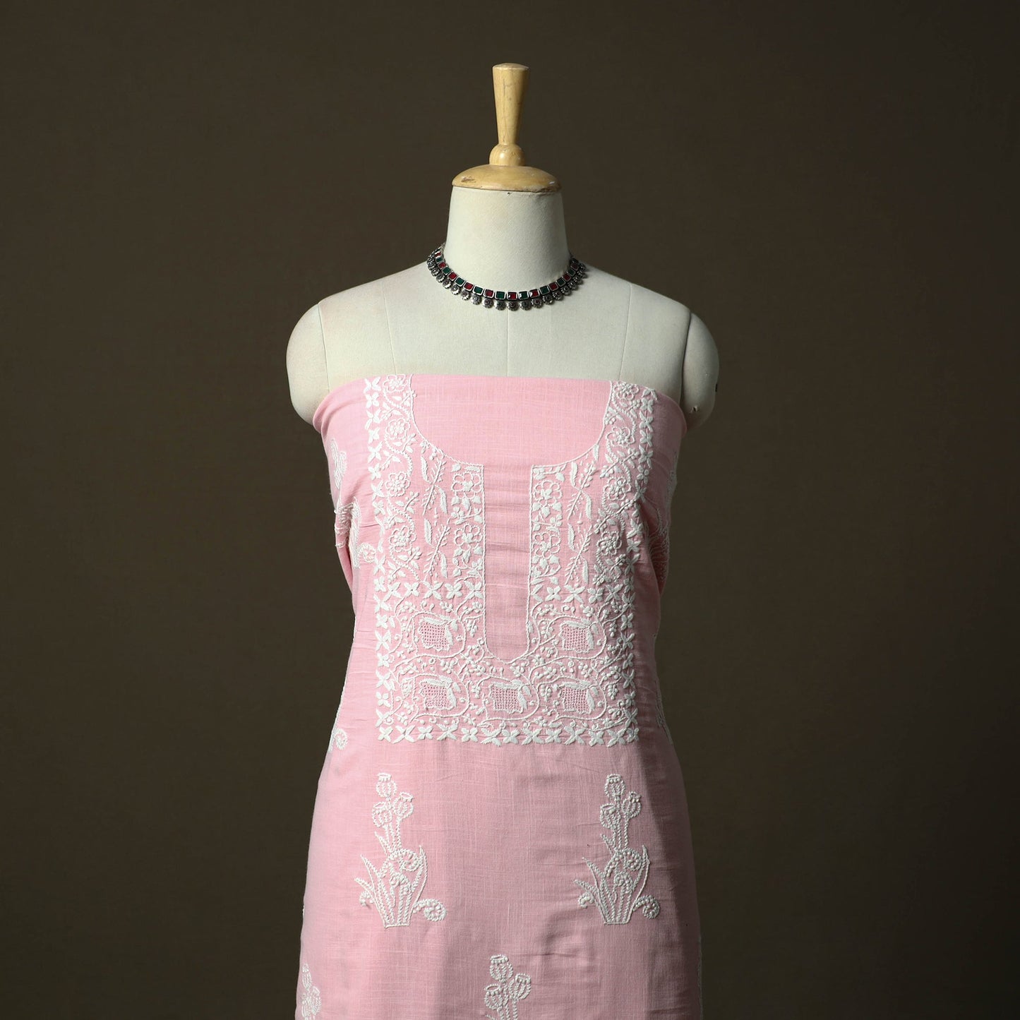 Lucknowi hand embroidered cotton chikankari 3pc unstitched