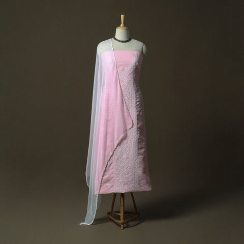 Lucknowi hand embroidered cotton chikankari 3pc unstitched