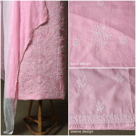 Pink - lucknowi hand embroidered cotton chikankari 3pc