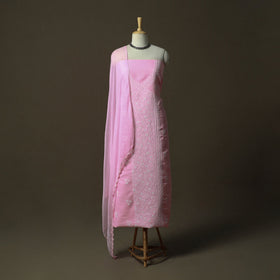 Pink - lucknowi hand embroidered cotton chikankari 3pc