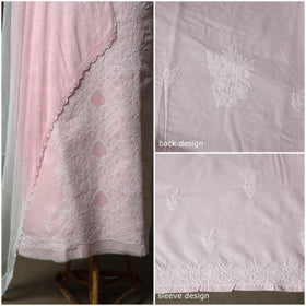 Pink - lucknowi hand embroidered cotton chikankari 3pc