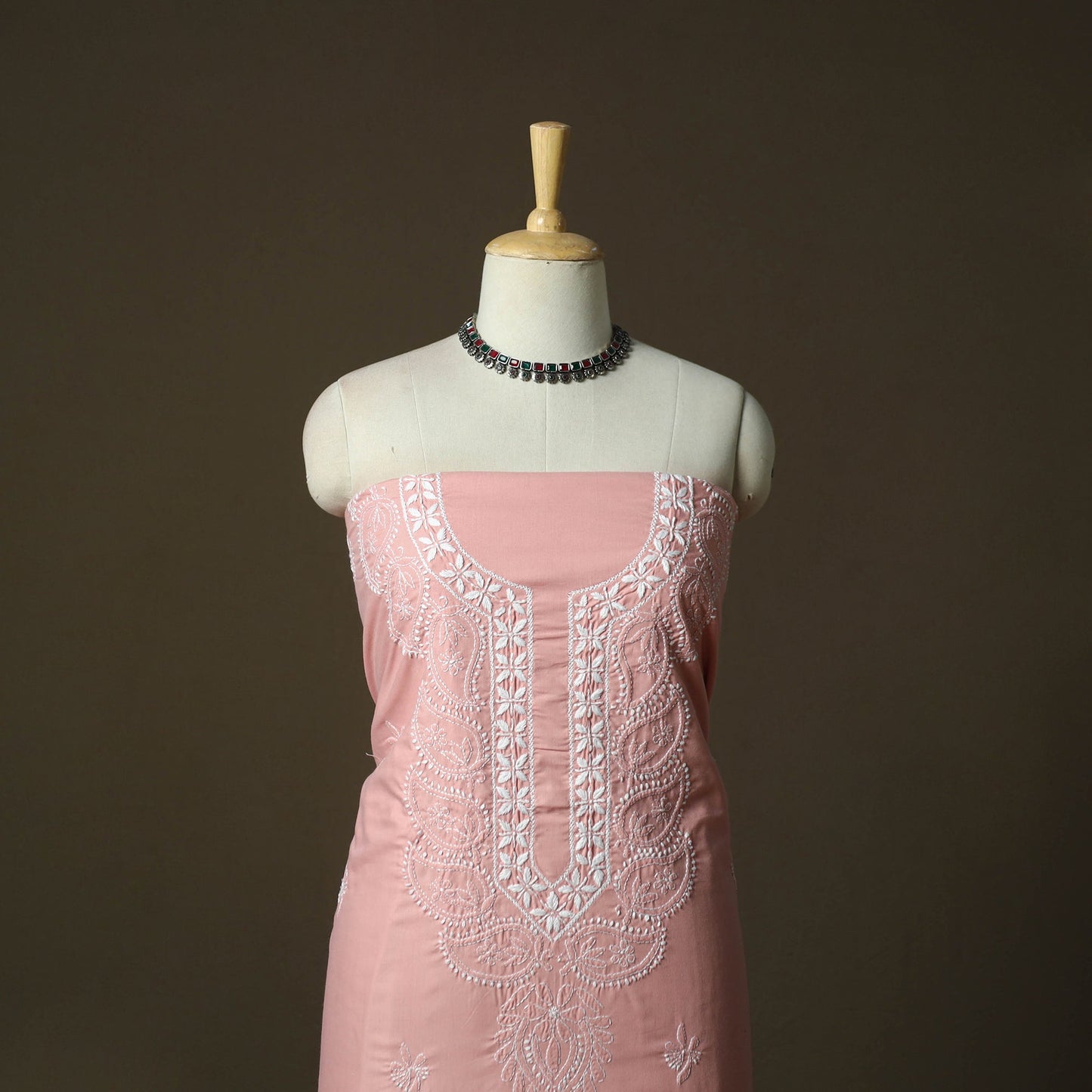 Lucknowi hand embroidered cotton chikankari 3pc unstitched