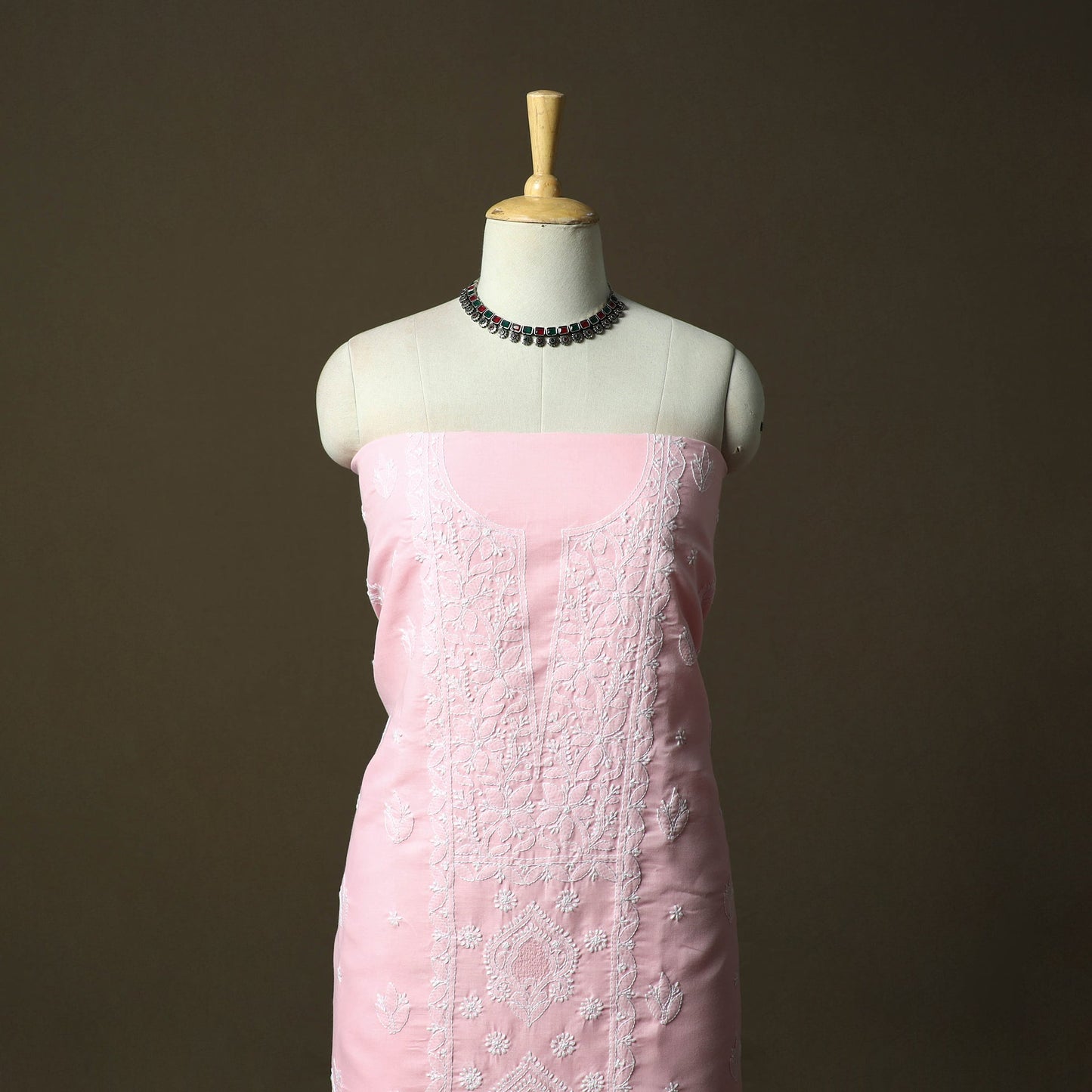 Pink - lucknowi hand embroidered cotton chikankari 3pc