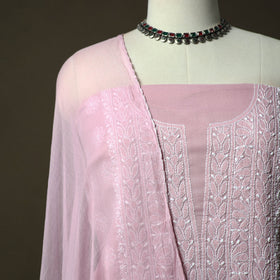 Pink - lucknowi hand embroidered cotton chikankari 3pc