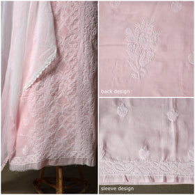 Pink - lucknowi hand embroidered cotton chikankari 3pc