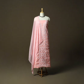 Lucknowi hand embroidered cotton chikankari 3pc unstitched