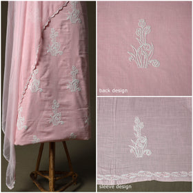 Lucknowi hand embroidered cotton chikankari 3pc unstitched