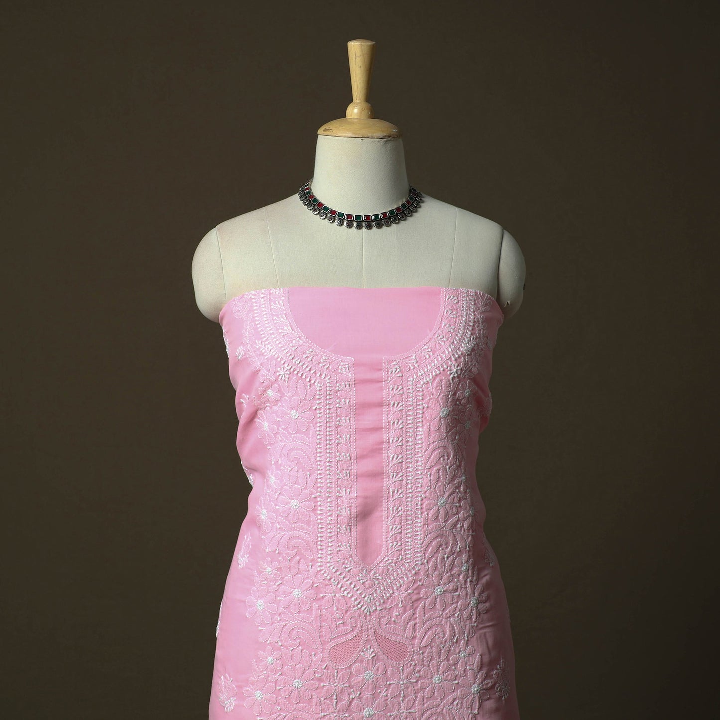 Pink - lucknowi hand embroidered cotton chikankari 3pc