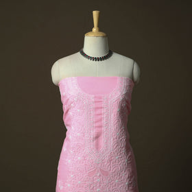 Pink - lucknowi hand embroidered cotton chikankari 3pc