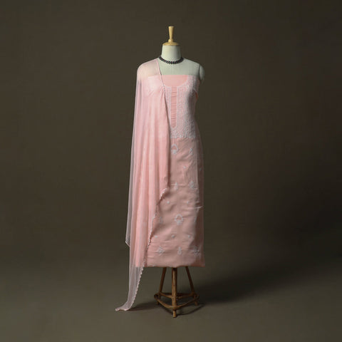 Lucknowi hand embroidered cotton chikankari 3pc unstitched