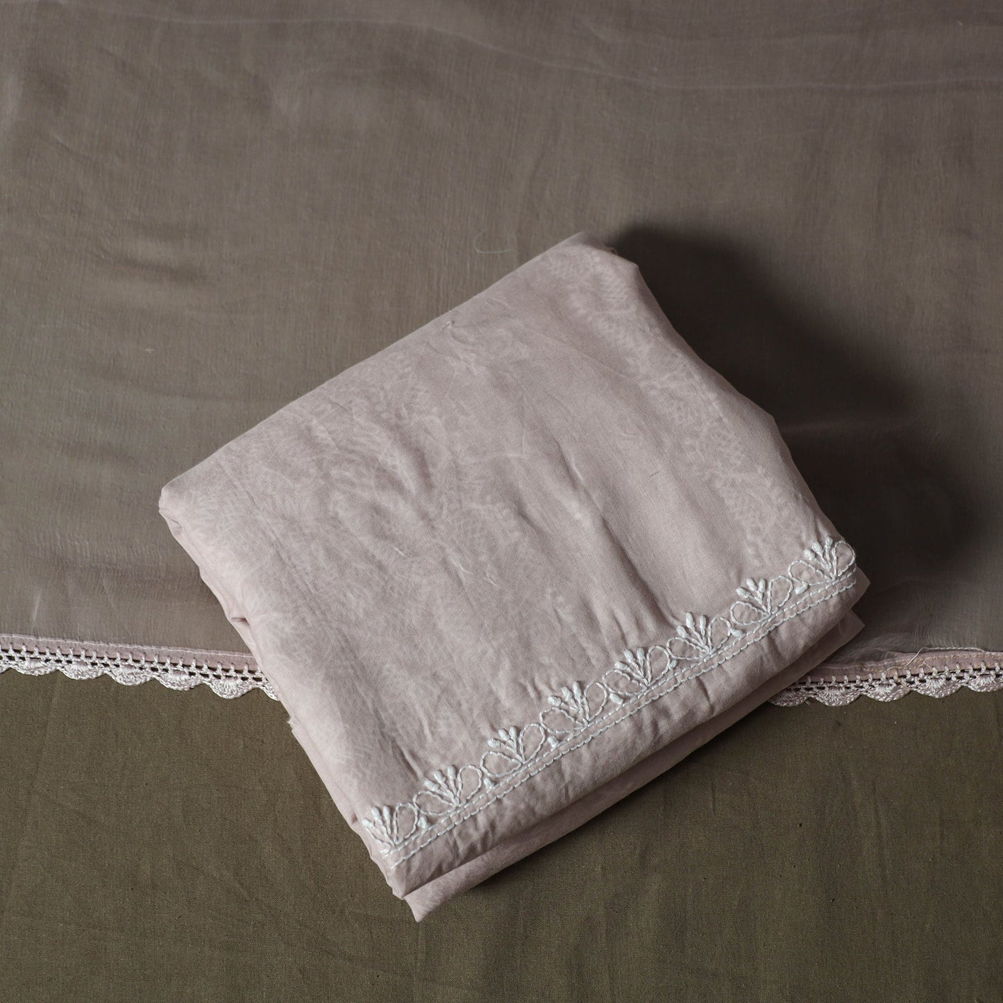 Pink - lucknowi hand embroidered cotton chikankari 3pc