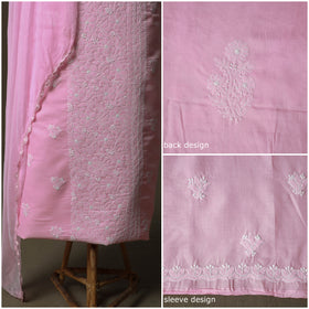 Pink - lucknowi hand embroidered cotton chikankari 3pc