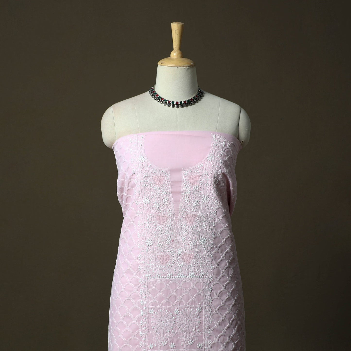 Lucknowi hand embroidered cotton chikankari 3pc unstitched