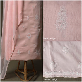 Lucknowi hand embroidered cotton chikankari 3pc unstitched