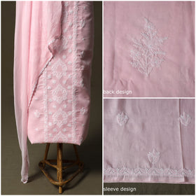 Pink - lucknowi hand embroidered cotton chikankari 3pc