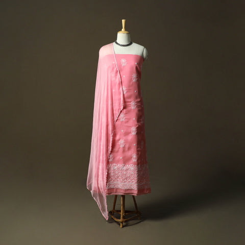 Lucknowi hand embroidered cotton chikankari 3pc unstitched