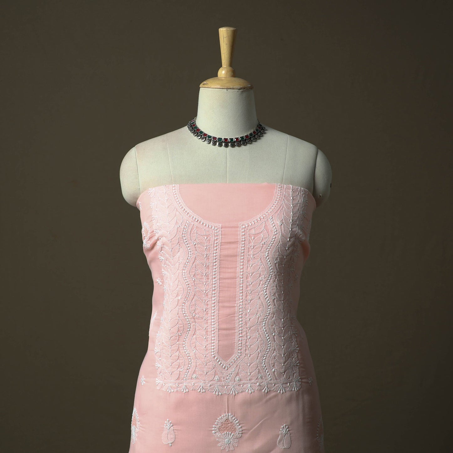 Lucknowi hand embroidered cotton chikankari 3pc unstitched