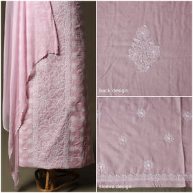 Pink - lucknowi hand embroidered cotton chikankari 3pc