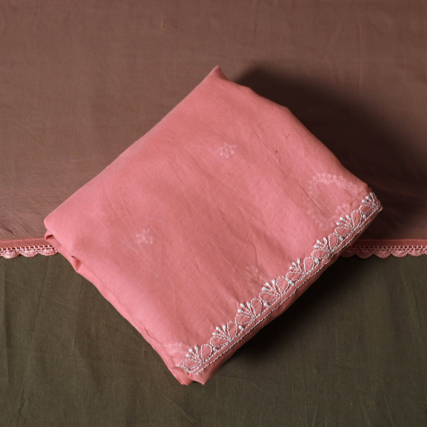 Pink - lucknowi hand embroidered cotton chikankari 3pc