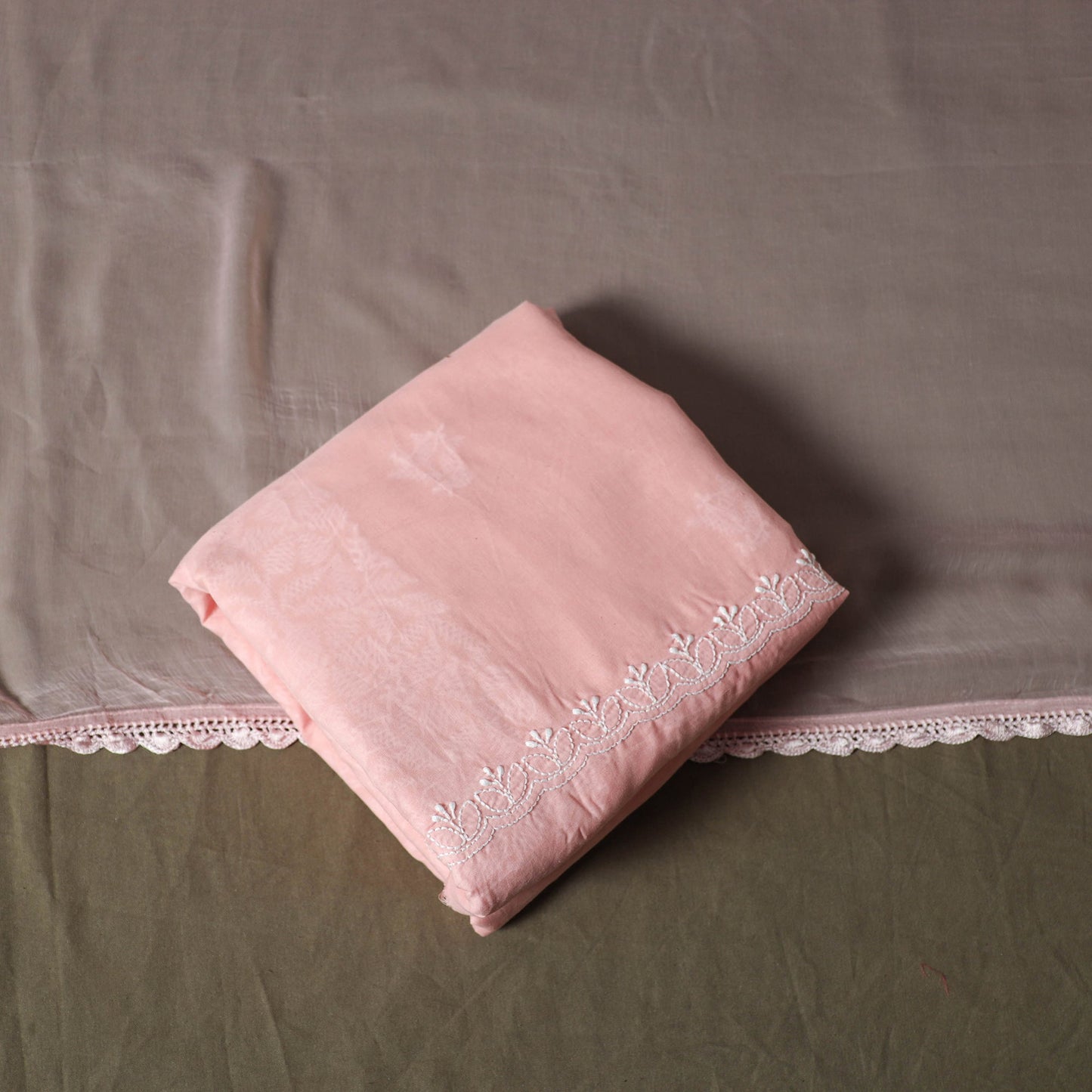 Pink - lucknowi hand embroidered cotton chikankari 3pc