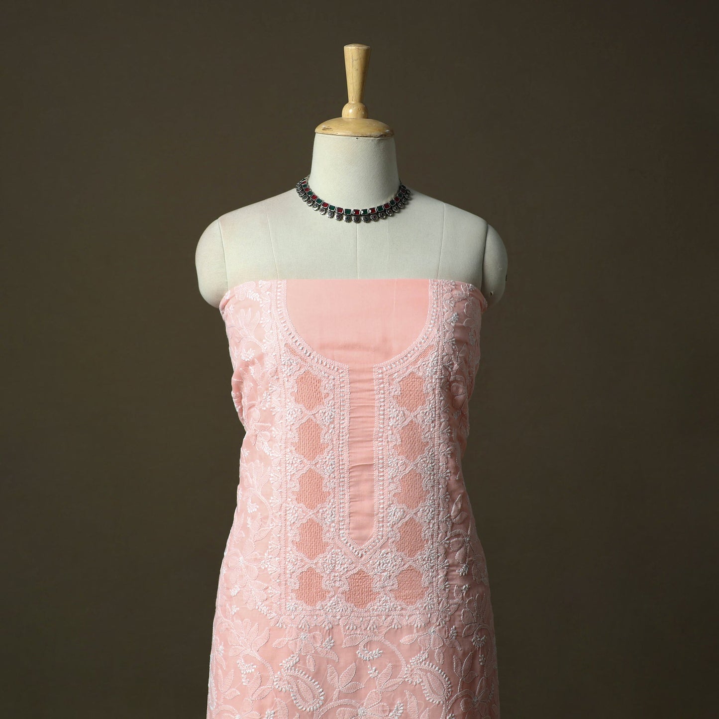 Lucknowi hand embroidered cotton chikankari 3pc unstitched