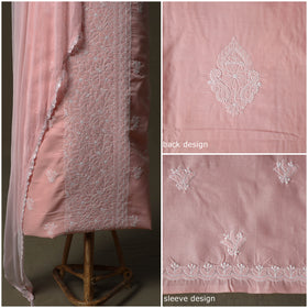 Pink - lucknowi hand embroidered cotton chikankari 3pc