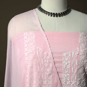Lucknowi hand embroidered cotton chikankari 3pc unstitched