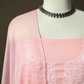 Lucknowi hand embroidered cotton chikankari 3pc unstitched