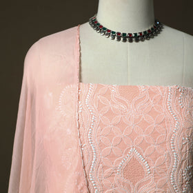 Pink - lucknowi hand embroidered cotton chikankari 3pc