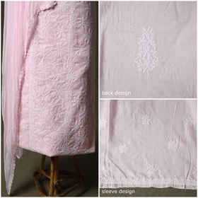 Pink - lucknowi hand embroidered cotton chikankari 3pc