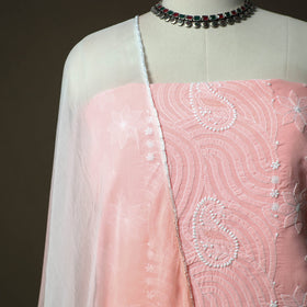 Lucknowi hand embroidered cotton chikankari 3pc unstitched
