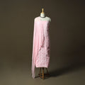 Pink - lucknowi hand embroidered cotton chikankari 3pc