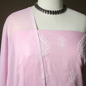 Lucknowi hand embroidered cotton chikankari 3pc unstitched