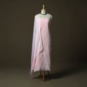 Pink - lucknowi hand embroidered cotton chikankari 3pc