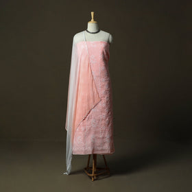 Lucknowi hand embroidered cotton chikankari 3pc unstitched