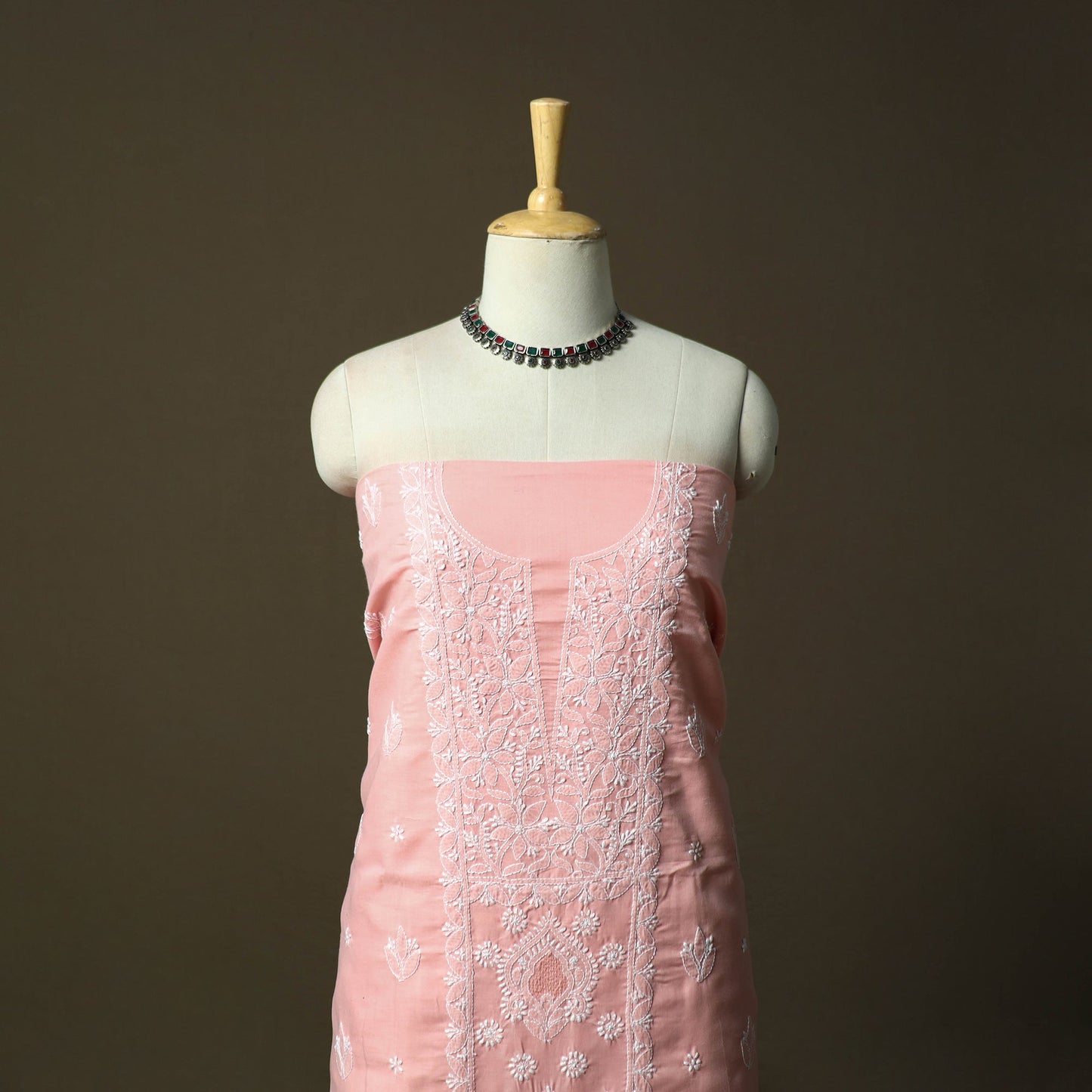 Lucknowi hand embroidered cotton chikankari 3pc unstitched