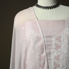 Pink - lucknowi hand embroidered cotton chikankari 3pc