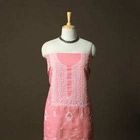 Pink - lucknowi hand embroidered cotton chikankari 3pc