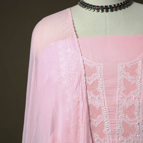 Pink - lucknowi hand embroidered cotton chikankari 3pc