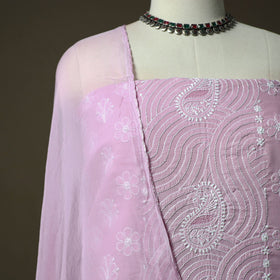 Purple - lucknowi hand embroidered cotton chikankari 3pc