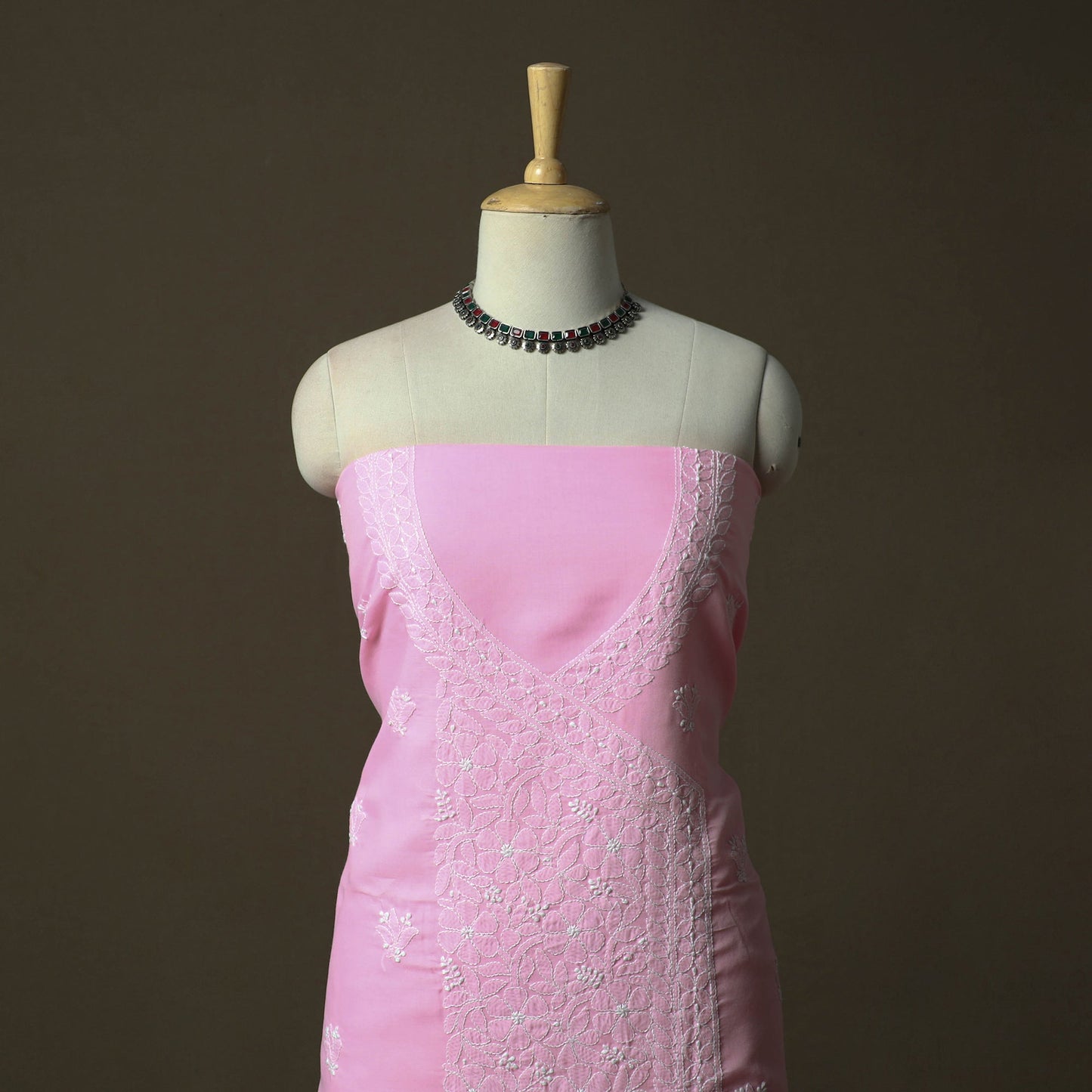 Pink - lucknowi hand embroidered cotton chikankari 3pc