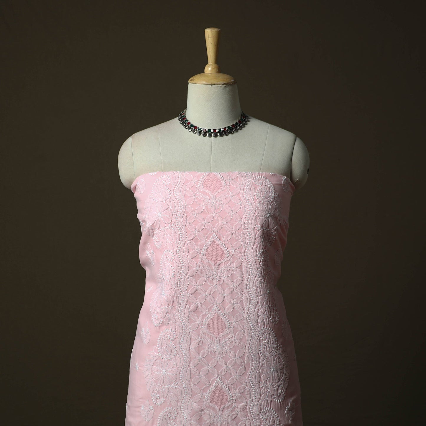 Pink - lucknowi hand embroidered cotton chikankari 3pc