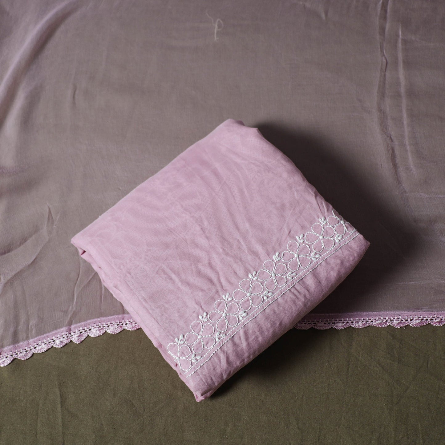 Purple - lucknowi hand embroidered cotton chikankari 3pc